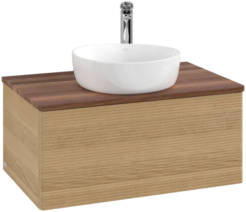 Bild von VILLEROY BOCH Antao Waschbeckenunterschrank, 1 Auszug, 800 x 360 x 500 mm, Front mit Struktur, Honey Oak / Warm Walnut #K30152HN