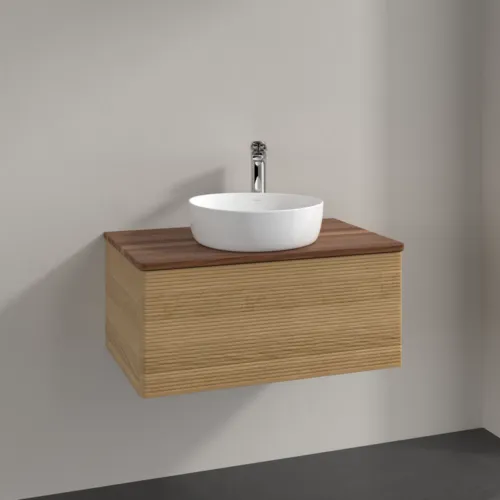 Bild von VILLEROY BOCH Antao Waschbeckenunterschrank, 1 Auszug, 800 x 360 x 500 mm, Front mit Struktur, Honey Oak / Warm Walnut #K30152HN