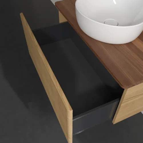 Bild von VILLEROY BOCH Antao Waschbeckenunterschrank, 1 Auszug, 800 x 360 x 500 mm, Front mit Struktur, Honey Oak / Warm Walnut #K30152HN