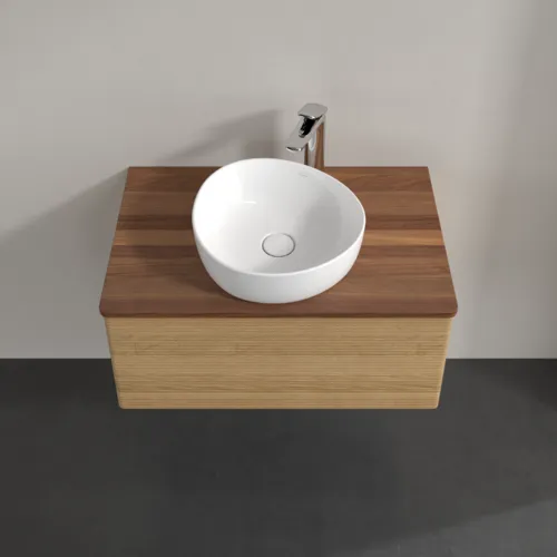 Bild von VILLEROY BOCH Antao Waschbeckenunterschrank, 1 Auszug, 800 x 360 x 500 mm, Front mit Struktur, Honey Oak / Warm Walnut #K30152HN