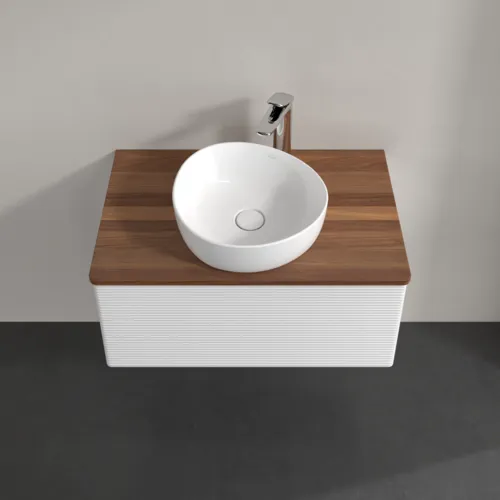 Bild von VILLEROY BOCH Antao Waschbeckenunterschrank, 1 Auszug, 800 x 360 x 500 mm, Front mit Struktur, Glossy White Lacquer / Warm Walnut #K30152GF