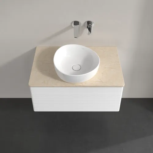 Bild von VILLEROY BOCH Antao Waschbeckenunterschrank, 1 Auszug, 800 x 360 x 500 mm, Front mit Struktur, White Matt Lacquer / Botticino #K30113MT