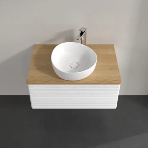 Bild von VILLEROY BOCH Antao Waschbeckenunterschrank, 1 Auszug, 800 x 360 x 500 mm, Front mit Struktur, White Matt Lacquer / Honey Oak #K30151MT