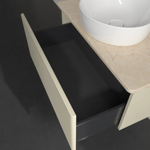 Bild von VILLEROY BOCH Antao Waschbeckenunterschrank, 1 Auszug, 800 x 360 x 500 mm, Front mit Struktur, Silk Grey Matt Lacquer / Botticino #K30153HJ