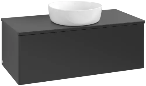 Obrázek VILLEROY BOCH Antao Vanity unit, 1 pull-out compartment, 1000 x 360 x 500 mm, Front without structure, Black Matt Lacquer / Black Matt Lacquer #K31010PD