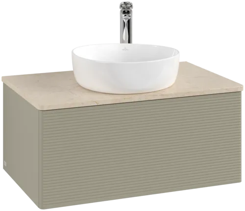 Bild von VILLEROY BOCH Antao Waschbeckenunterschrank, 1 Auszug, 800 x 360 x 500 mm, Front mit Struktur, Stone Grey Matt Lacquer / Botticino #K30153HK