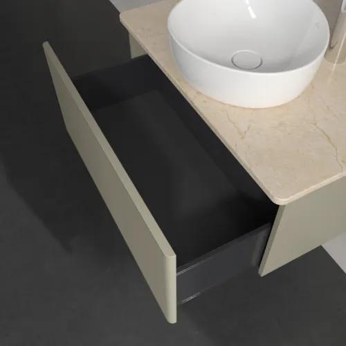 Bild von VILLEROY BOCH Antao Waschbeckenunterschrank, 1 Auszug, 800 x 360 x 500 mm, Front mit Struktur, Stone Grey Matt Lacquer / Botticino #K30153HK