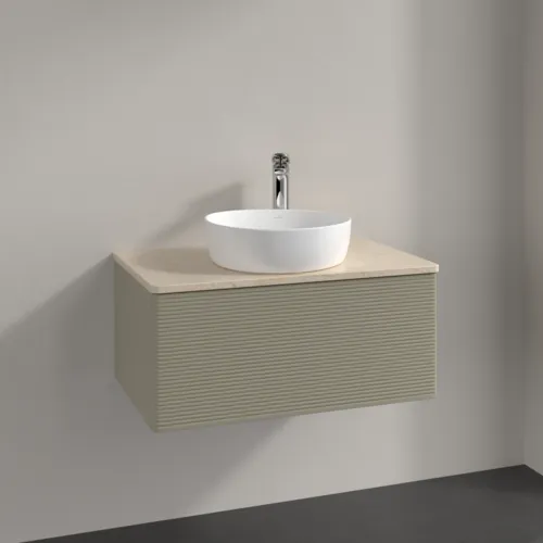 Bild von VILLEROY BOCH Antao Waschbeckenunterschrank, 1 Auszug, 800 x 360 x 500 mm, Front mit Struktur, Stone Grey Matt Lacquer / Botticino #K30153HK