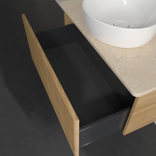 Bild von VILLEROY BOCH Antao Waschbeckenunterschrank, 1 Auszug, 800 x 360 x 500 mm, Front mit Struktur, Honey Oak / Botticino #K30153HN