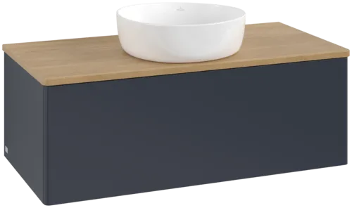 Obrázek VILLEROY BOCH Antao Vanity unit, 1 pull-out compartment, 1000 x 360 x 500 mm, Front without structure, Midnight Blue Matt Lacquer / Honey Oak #K31011HG