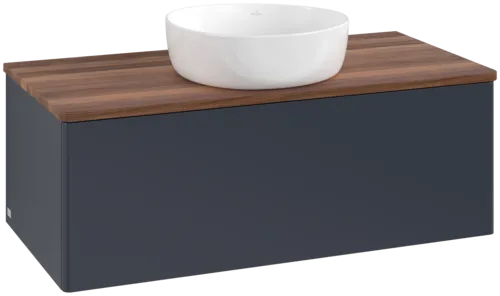 Obrázek VILLEROY BOCH Antao Vanity unit, 1 pull-out compartment, 1000 x 360 x 500 mm, Front without structure, Midnight Blue Matt Lacquer / Warm Walnut #K31012HG