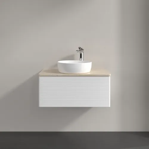 Bild von VILLEROY BOCH Antao Waschbeckenunterschrank, 1 Auszug, 800 x 360 x 500 mm, Front mit Struktur, White Matt Lacquer / Botticino #K30153MT