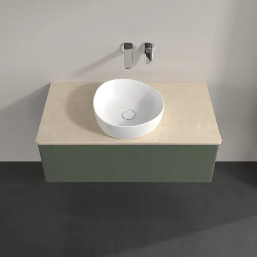 Bild von VILLEROY BOCH Antao Waschbeckenunterschrank, 1 Auszug, 1000 x 360 x 500 mm, Front ohne Struktur, Leaf Green Matt Lacquer / Botticino #K31013HL