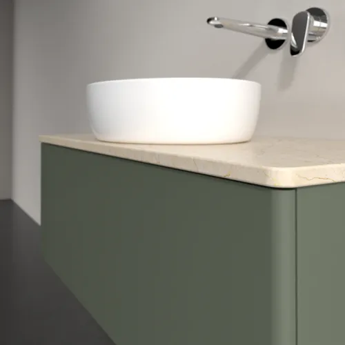 Bild von VILLEROY BOCH Antao Waschbeckenunterschrank, 1 Auszug, 1000 x 360 x 500 mm, Front ohne Struktur, Leaf Green Matt Lacquer / Botticino #K31013HL