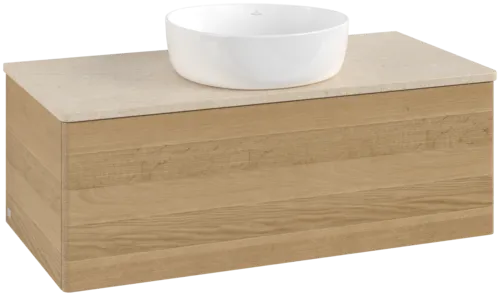 Bild von VILLEROY BOCH Antao Waschbeckenunterschrank, 1 Auszug, 1000 x 360 x 500 mm, Front ohne Struktur, Honey Oak / Botticino #K31013HN