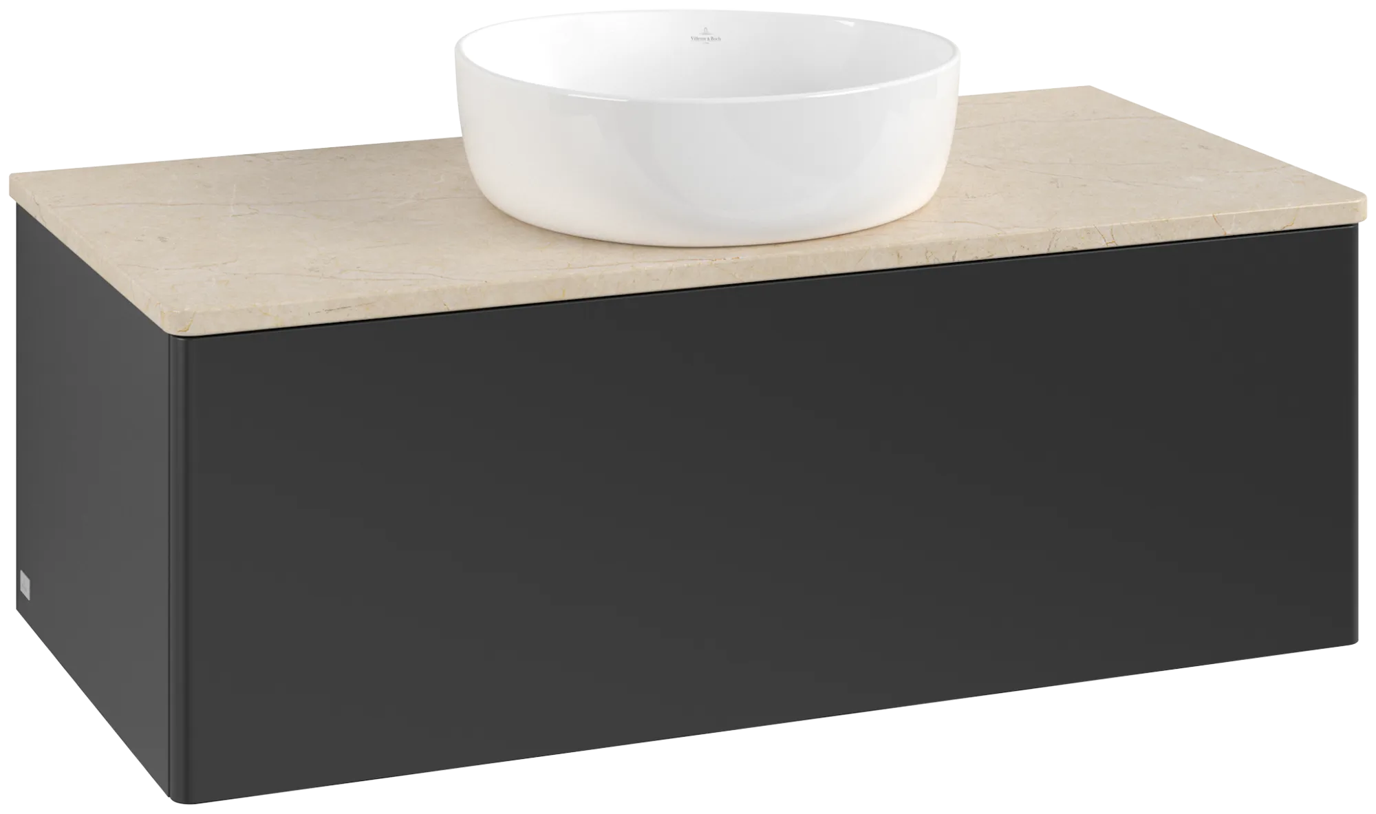Bild von VILLEROY BOCH Antao Waschbeckenunterschrank, 1 Auszug, 1000 x 360 x 500 mm, Front ohne Struktur, Black Matt Lacquer / Botticino #K31013PD