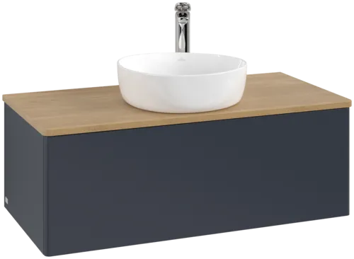 Obrázek VILLEROY BOCH Antao Vanity unit, 1 pull-out compartment, 1000 x 360 x 500 mm, Front without structure, Midnight Blue Matt Lacquer / Honey Oak #K31051HG