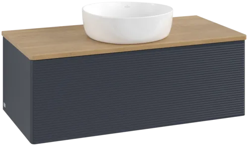 Bild von VILLEROY BOCH Antao Waschbeckenunterschrank, 1 Auszug, 1000 x 360 x 500 mm, Front mit Struktur, Midnight Blue Matt Lacquer / Honey Oak #K31111HG