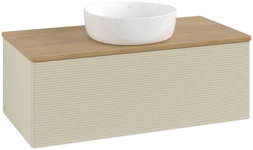 Bild von VILLEROY BOCH Antao Waschbeckenunterschrank, 1 Auszug, 1000 x 360 x 500 mm, Front mit Struktur, Silk Grey Matt Lacquer / Honey Oak #K31111HJ
