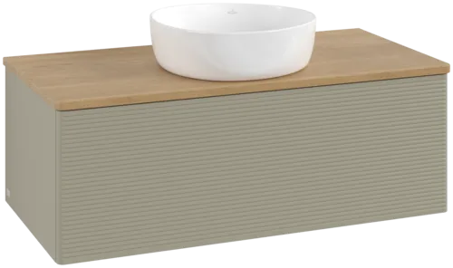 Bild von VILLEROY BOCH Antao Waschbeckenunterschrank, 1 Auszug, 1000 x 360 x 500 mm, Front mit Struktur, Stone Grey Matt Lacquer / Honey Oak #K31111HK