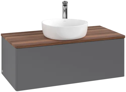 Obrázek VILLEROY BOCH Antao Vanity unit, 1 pull-out compartment, 1000 x 360 x 500 mm, Front without structure, Anthracite Matt Lacquer / Warm Walnut #K31052GK