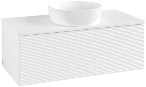 Obrázek VILLEROY BOCH Antao Vanity unit, 1 pull-out compartment, 1000 x 360 x 500 mm, Front with grain texture, White Matt Lacquer / White Matt Lacquer #K31110MT