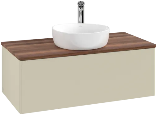 Obrázek VILLEROY BOCH Antao Vanity unit, 1 pull-out compartment, 1000 x 360 x 500 mm, Front without structure, Silk Grey Matt Lacquer / Warm Walnut #K31052HJ