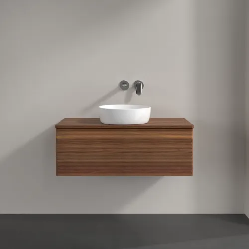 Obrázek VILLEROY BOCH Antao Vanity unit, 1 pull-out compartment, 1000 x 360 x 500 mm, Front with grain texture, Warm Walnut / Warm Walnut #K31112HM