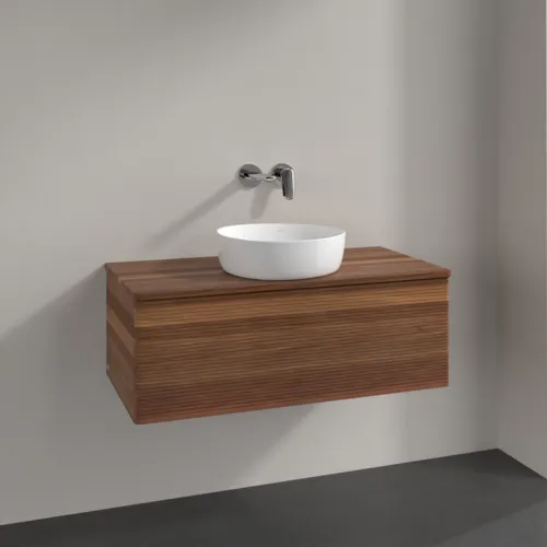 Obrázek VILLEROY BOCH Antao Vanity unit, 1 pull-out compartment, 1000 x 360 x 500 mm, Front with grain texture, Warm Walnut / Warm Walnut #K31112HM