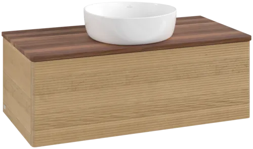 Bild von VILLEROY BOCH Antao Waschbeckenunterschrank, 1 Auszug, 1000 x 360 x 500 mm, Front mit Struktur, Honey Oak / Warm Walnut #K31112HN