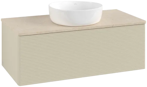 Bild von VILLEROY BOCH Antao Waschbeckenunterschrank, 1 Auszug, 1000 x 360 x 500 mm, Front mit Struktur, Silk Grey Matt Lacquer / Botticino #K31113HJ