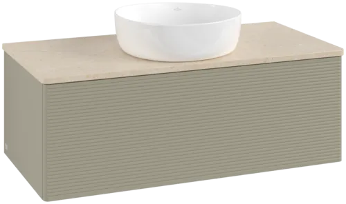 Bild von VILLEROY BOCH Antao Waschbeckenunterschrank, 1 Auszug, 1000 x 360 x 500 mm, Front mit Struktur, Stone Grey Matt Lacquer / Botticino #K31113HK