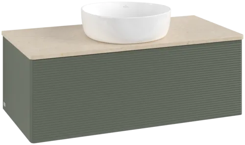 Bild von VILLEROY BOCH Antao Waschbeckenunterschrank, 1 Auszug, 1000 x 360 x 500 mm, Front mit Struktur, Leaf Green Matt Lacquer / Botticino #K31113HL