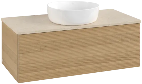 Bild von VILLEROY BOCH Antao Waschbeckenunterschrank, 1 Auszug, 1000 x 360 x 500 mm, Front mit Struktur, Honey Oak / Botticino #K31113HN