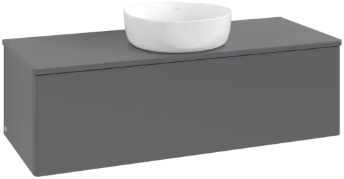 Bild von VILLEROY BOCH Antao Waschbeckenunterschrank, 1 Auszug, 1200 x 360 x 500 mm, Front ohne Struktur, Anthracite Matt Lacquer / Anthracite Matt Lacquer #K32010GK