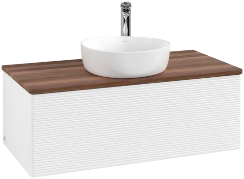 Obrázek VILLEROY BOCH Antao Vanity unit, 1 pull-out compartment, 1000 x 360 x 500 mm, Front with grain texture, White Matt Lacquer / Warm Walnut #K31152MT