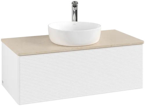 Obrázek VILLEROY BOCH Antao Vanity unit, 1 pull-out compartment, 1000 x 360 x 500 mm, Front with grain texture, White Matt Lacquer / Botticino #K31153MT