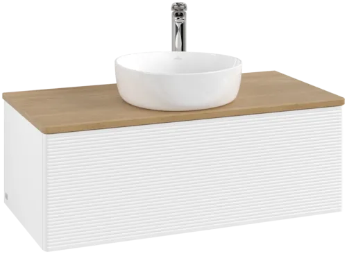 Obrázek VILLEROY BOCH Antao Vanity unit, 1 pull-out compartment, 1000 x 360 x 500 mm, Front with grain texture, White Matt Lacquer / Honey Oak #K31151MT