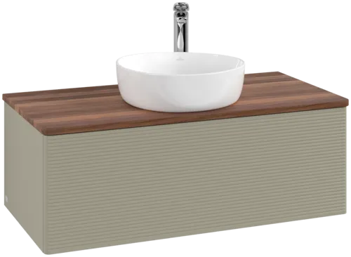 Obrázek VILLEROY BOCH Antao Vanity unit, 1 pull-out compartment, 1000 x 360 x 500 mm, Front with grain texture, Stone Grey Matt Lacquer / Warm Walnut #K31152HK