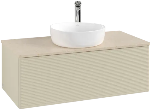 Bild von VILLEROY BOCH Antao Waschbeckenunterschrank, 1 Auszug, 1000 x 360 x 500 mm, Front mit Struktur, Silk Grey Matt Lacquer / Botticino #K31153HJ