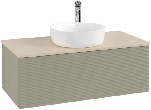 Bild von VILLEROY BOCH Antao Waschbeckenunterschrank, 1 Auszug, 1000 x 360 x 500 mm, Front mit Struktur, Stone Grey Matt Lacquer / Botticino #K31153HK