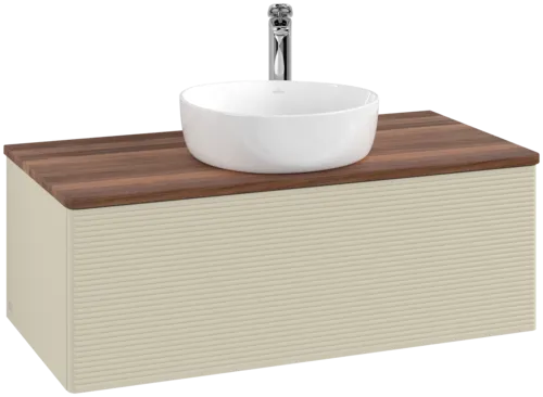 Bild von VILLEROY BOCH Antao Waschbeckenunterschrank, 1 Auszug, 1000 x 360 x 500 mm, Front mit Struktur, Silk Grey Matt Lacquer / Warm Walnut #K31152HJ