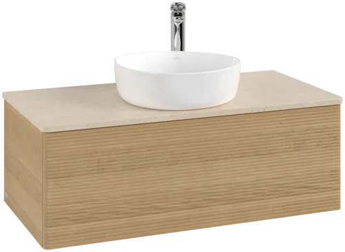 Bild von VILLEROY BOCH Antao Waschbeckenunterschrank, 1 Auszug, 1000 x 360 x 500 mm, Front mit Struktur, Honey Oak / Botticino #K31153HN