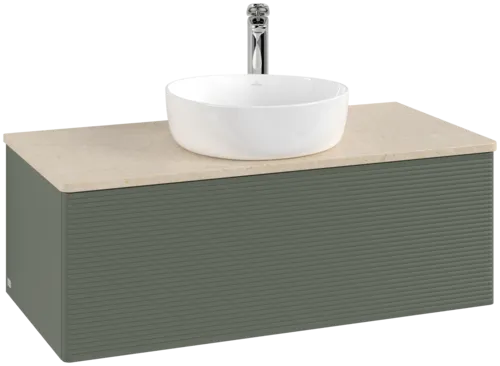 Bild von VILLEROY BOCH Antao Waschbeckenunterschrank, 1 Auszug, 1000 x 360 x 500 mm, Front mit Struktur, Leaf Green Matt Lacquer / Botticino #K31153HL