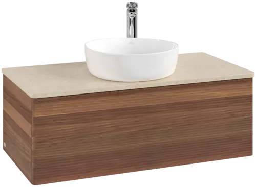 Obrázek VILLEROY BOCH Antao Vanity unit, 1 pull-out compartment, 1000 x 360 x 500 mm, Front with grain texture, Warm Walnut / Botticino #K31153HM