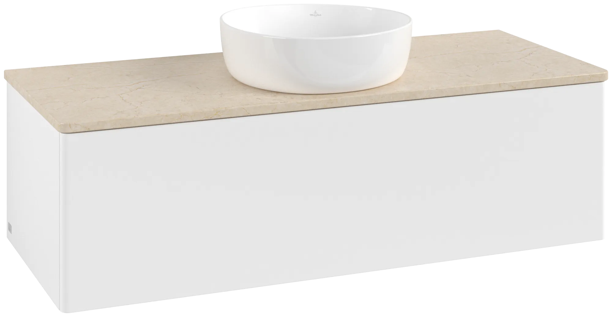 Bild von VILLEROY BOCH Antao Waschbeckenunterschrank, 1 Auszug, 1200 x 360 x 500 mm, Front ohne Struktur, White Matt Lacquer / Botticino #K32013MT