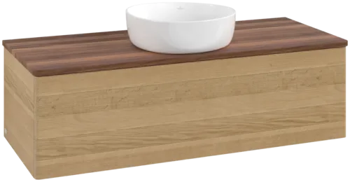 Bild von VILLEROY BOCH Antao Waschbeckenunterschrank, 1 Auszug, 1200 x 360 x 500 mm, Front ohne Struktur, Honey Oak / Warm Walnut #K32012HN