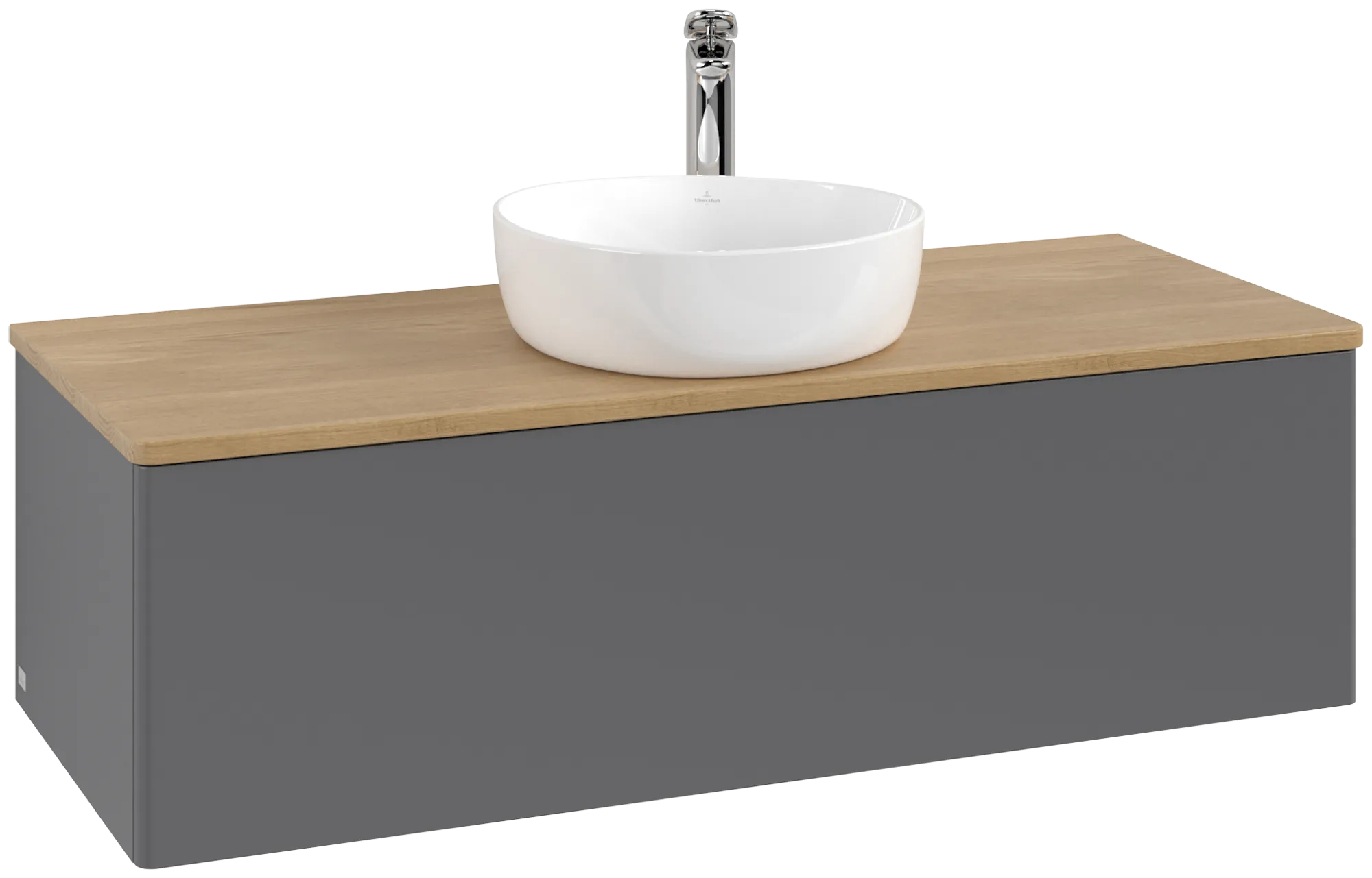 Bild von VILLEROY BOCH Antao Waschbeckenunterschrank, 1 Auszug, 1200 x 360 x 500 mm, Front ohne Struktur, Anthracite Matt Lacquer / Honey Oak #K32051GK