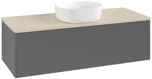 Bild von VILLEROY BOCH Antao Waschbeckenunterschrank, 1 Auszug, 1200 x 360 x 500 mm, Front ohne Struktur, Anthracite Matt Lacquer / Botticino #K32013GK