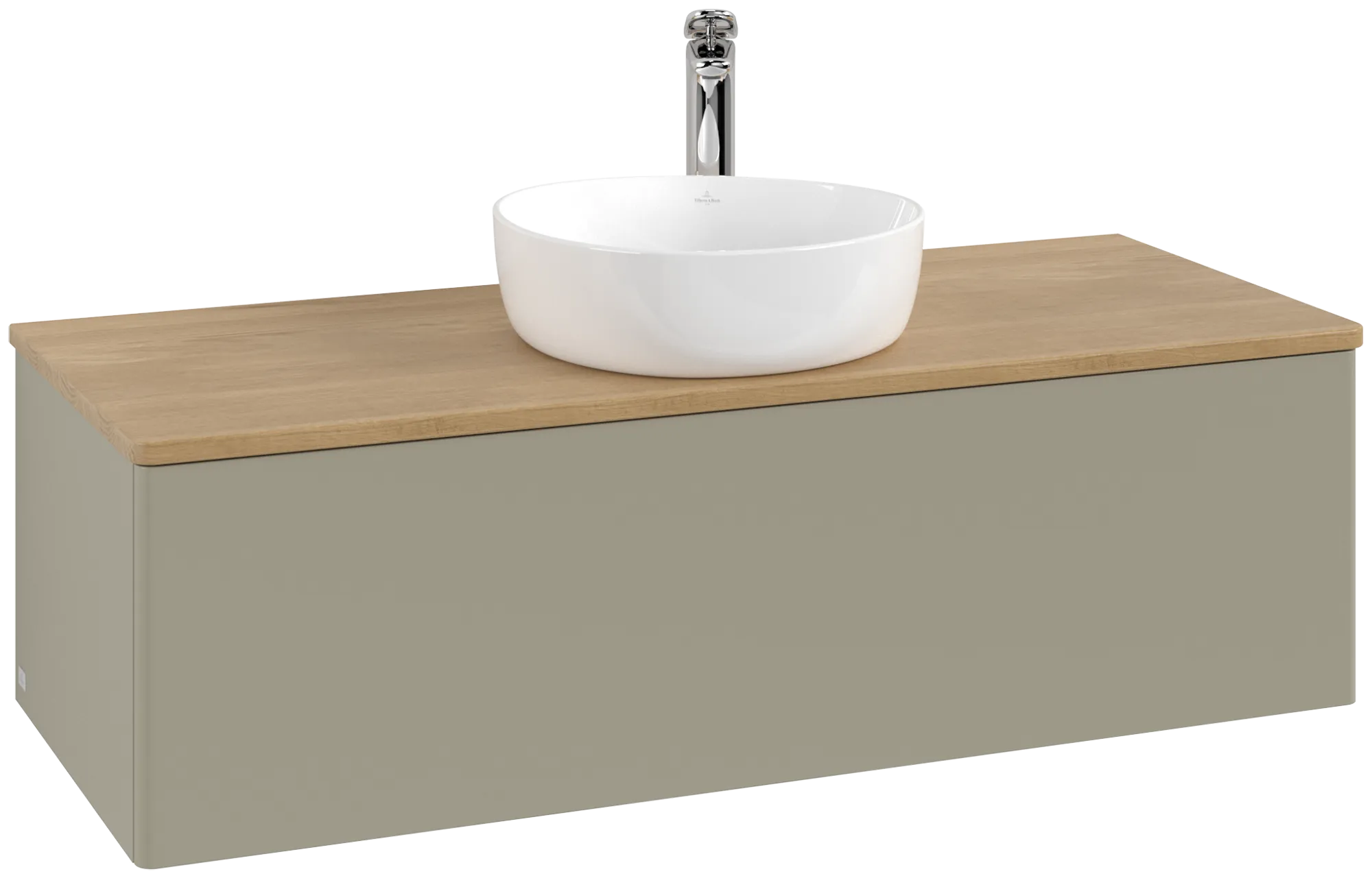 Bild von VILLEROY BOCH Antao Waschbeckenunterschrank, 1 Auszug, 1200 x 360 x 500 mm, Front ohne Struktur, Stone Grey Matt Lacquer / Honey Oak #K32051HK